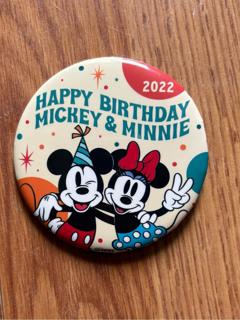 Disney Parks "Happy Birthday Mickey & Minnie" button- 2022